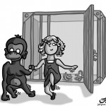 Girl, Cage & Chimp